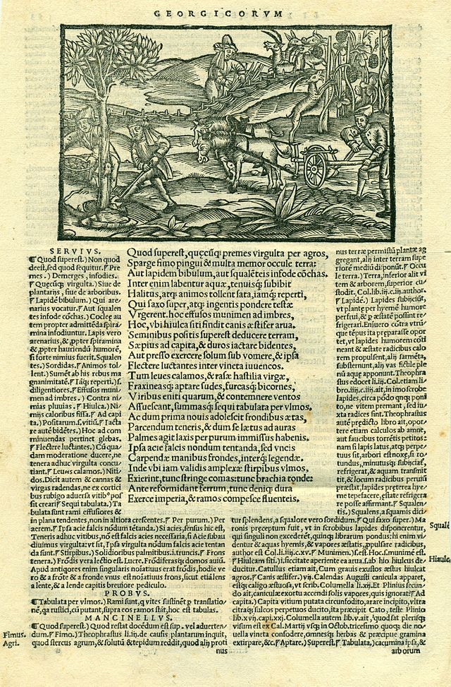 16th century edition of Virgil with Servius' commentary printed to the left of the text